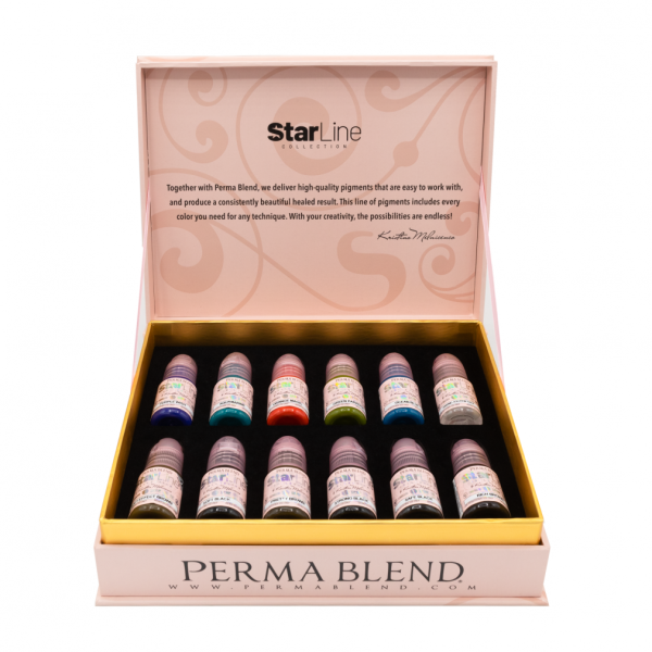 Perma Blend Starline 12 Renk Eyeliner Kalıcı Makyaj Boyası Seti 1/2 oz 15ml