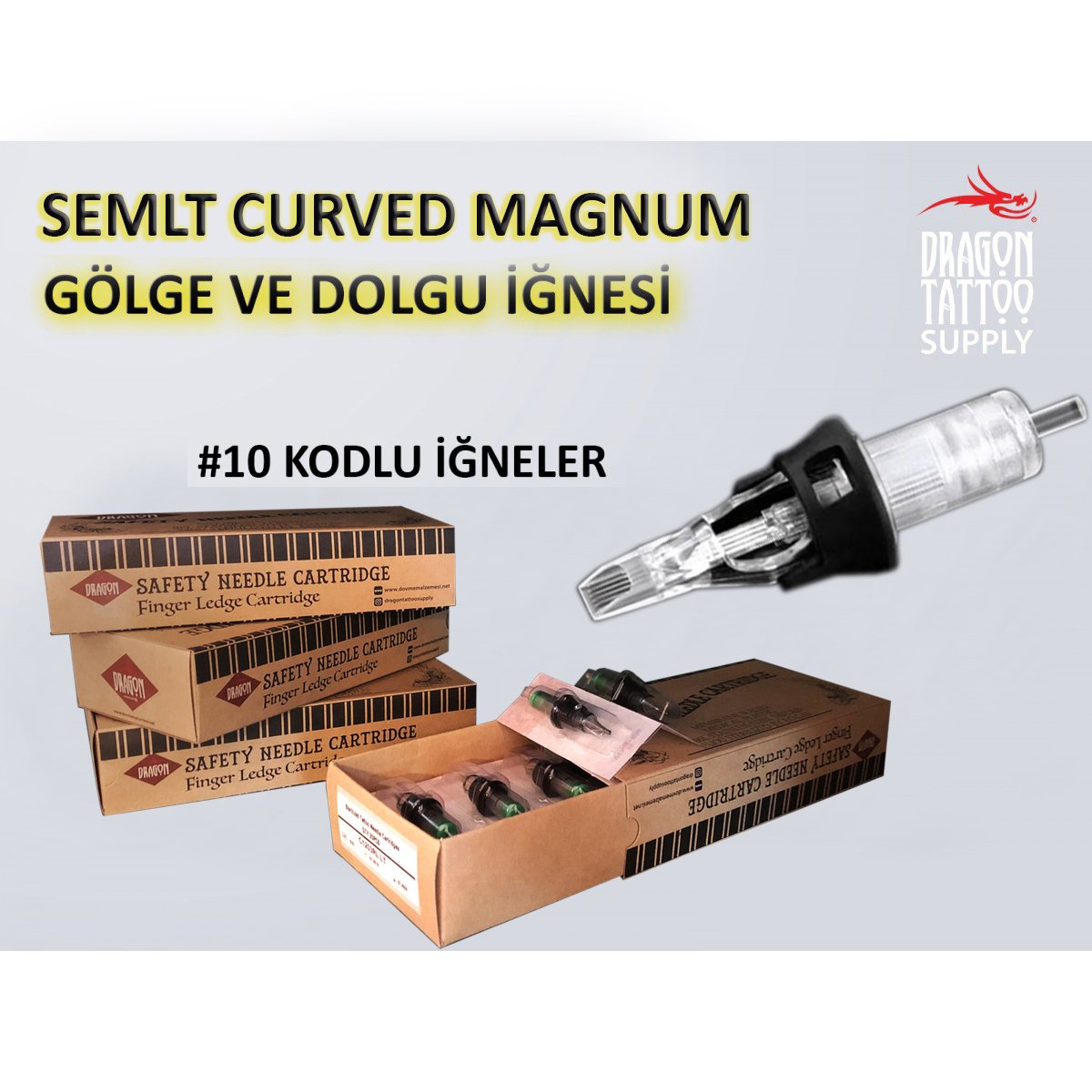 Dragon Finger Ledge #10 Kodlu SEMLT Curved Magnum Kartuş Dövme İğnesi Gölge ve Dolgu İçin Cartridge İğne