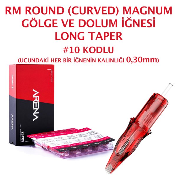 Arena #10 Kodlu RM Round Magnum Cartridge Curved Gölge ve Dolum Dövme İğnesi Kartuş
