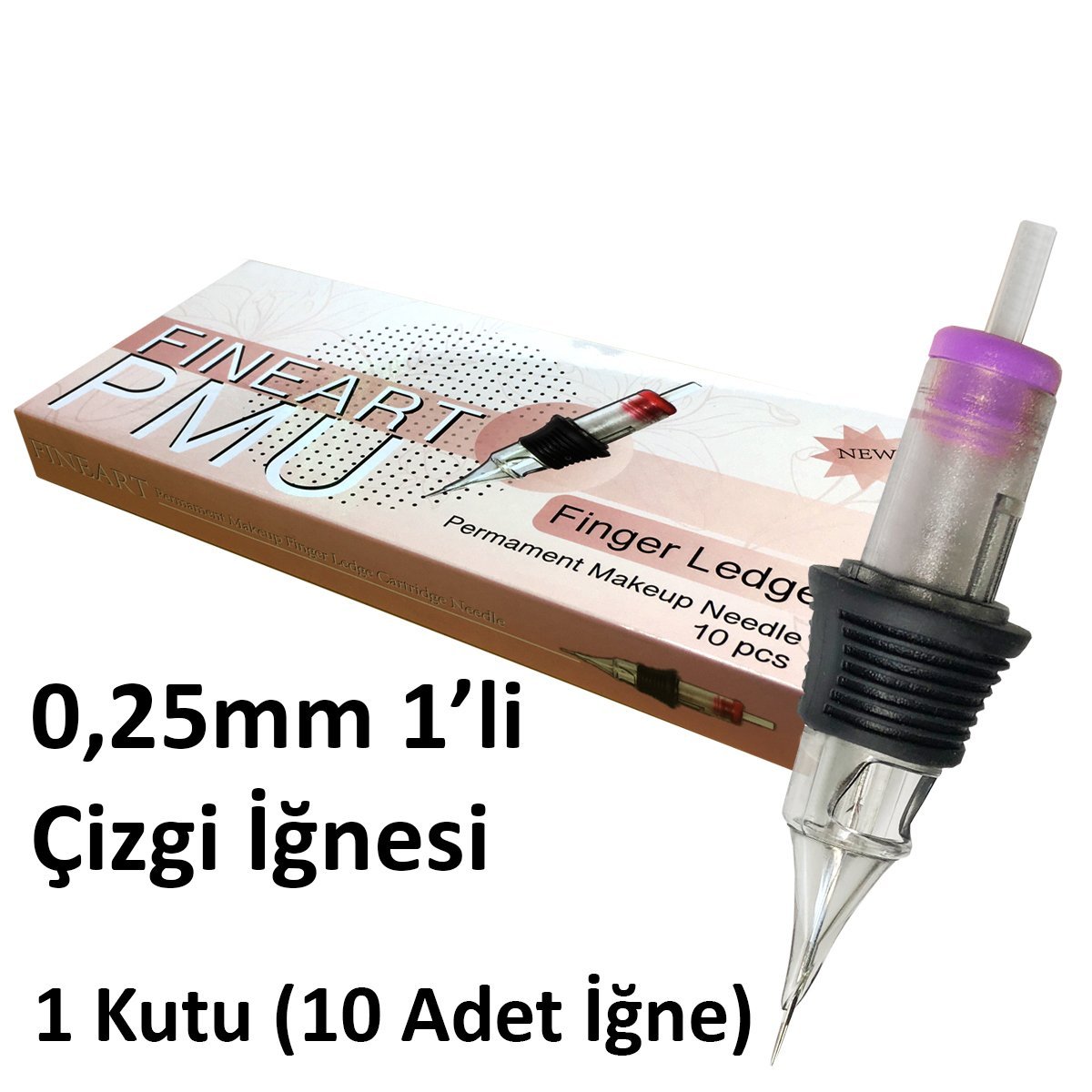 0,25 mm 1 RL Cartridge Dövme İğnesi Kalıcı Makyaj'a Özel 1 Kutu - 10 Adet Kartuş İğne Dragon Finger Ledge PMU