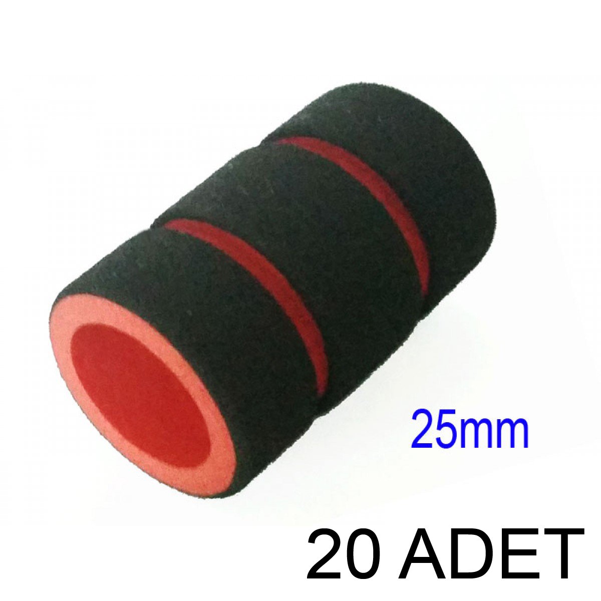 20 Adet Yumuşak Köpük Grip Tutacak Kılıfı 25 mm Kırmızı Siyah Cover