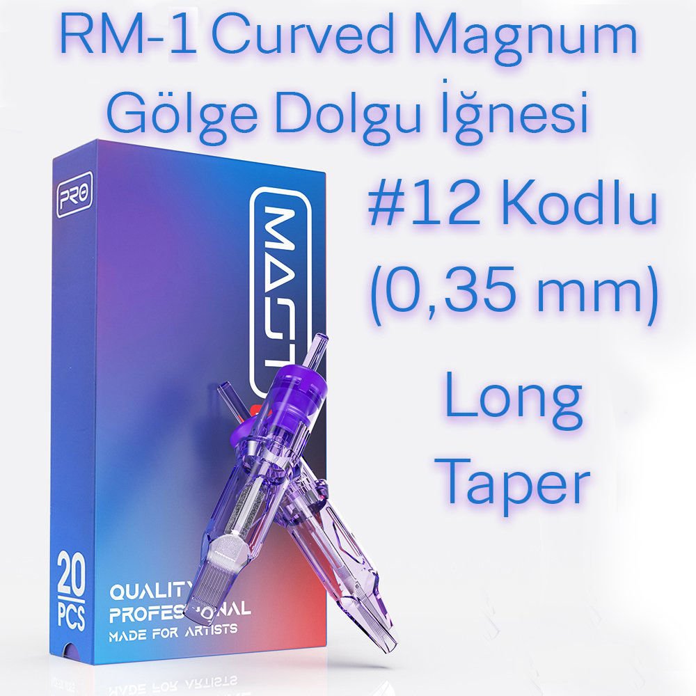 Mast Pro #12 Kodlu RM-1 Curved Magnum M1 Long Taper Cartridge Kartuş Dövme