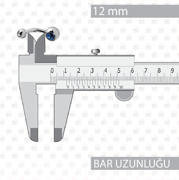 Titanyum Tek Mavi Taşlı Göbek Piercing