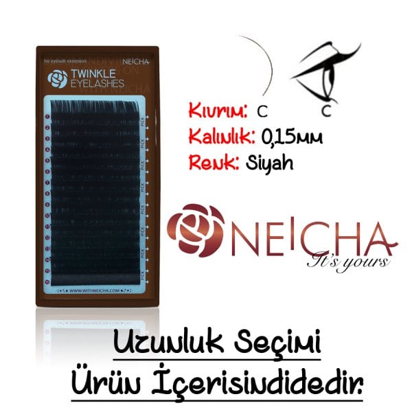 Neicha Twinkle C Kıvrım 0,15mm Kalınlık Parlak İpek Kirpik