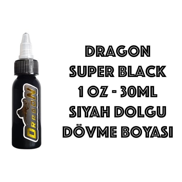 Dragon Super Black 1 oz 30 ml Siyah Dolgu Dövme Boyası
