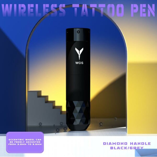 WOS E50 Şarj Edilebilir Pilli Kablosuz Rotary Pen Dövme Makinesi Black Diamond