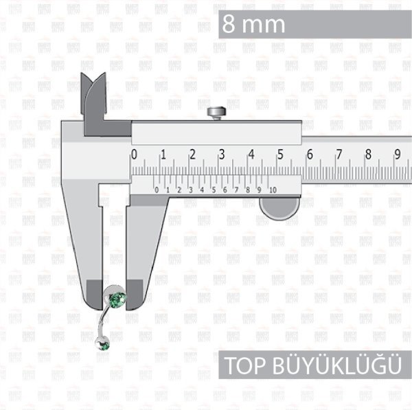 10 Adet Cerrahi Çelik Çift Yeşil Taşlı Göbek Piercing