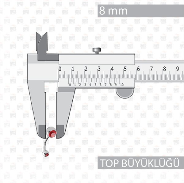 Cerrahi Çelik Çift Kırmızı Taşlı Göbek Piercing