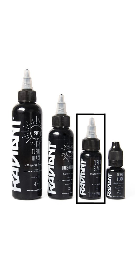 Radiant Turbo Black 1 oz 30 ml Siyah Çizgi ve Dolgu Dövme Boyası