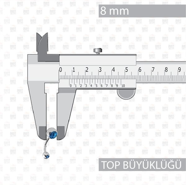 Cerrahi Çelik Çift Mavi Taşlı Göbek Piercing