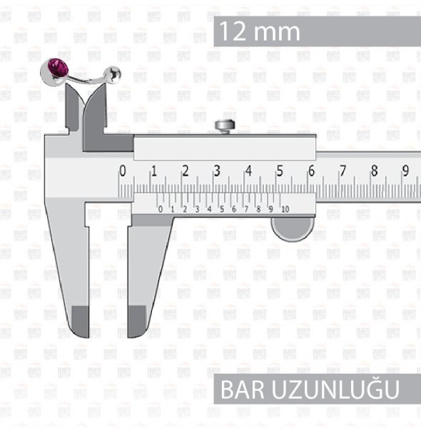 10 Adet Cerrahi Çelik Taşlı Göbek Piercing