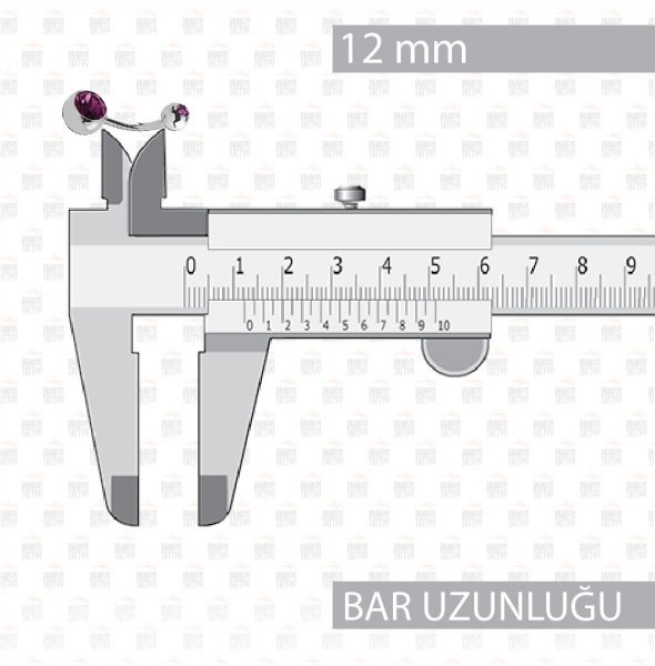 10 Adet Cerrahi Çelik Çift Taşlı Göbek Piercing