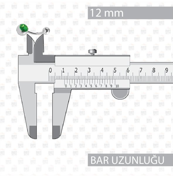 10 Adet Cerrahi Çelik Yeşil Taşlı Göbek Piercing