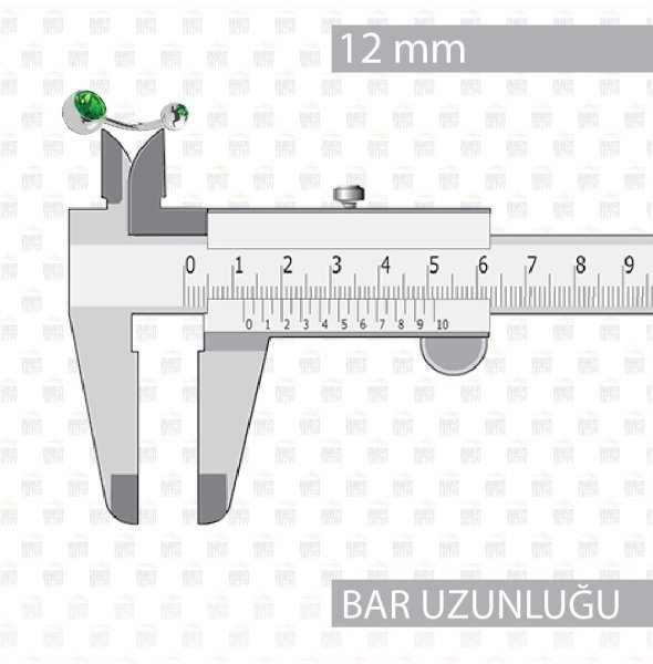 Cerrahi Çelik Çift Yeşil Taşlı Göbek Piercing