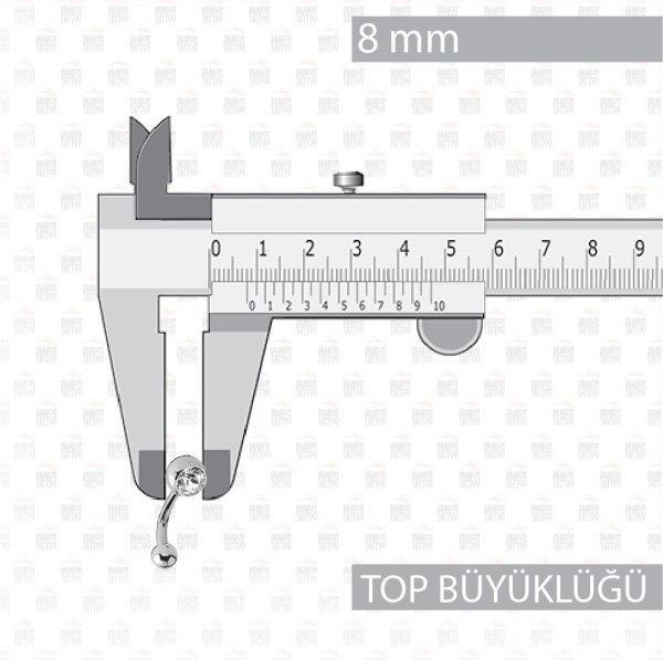 Titanyum Beyaz Taşlı Göbek Piercing