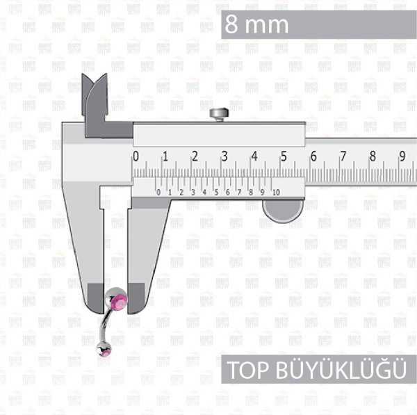 Titanyum Cift Taşlı Göbek Piercing