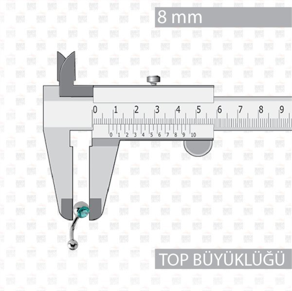 Titanyum Turkuaz Taşlı Göbek Piercing