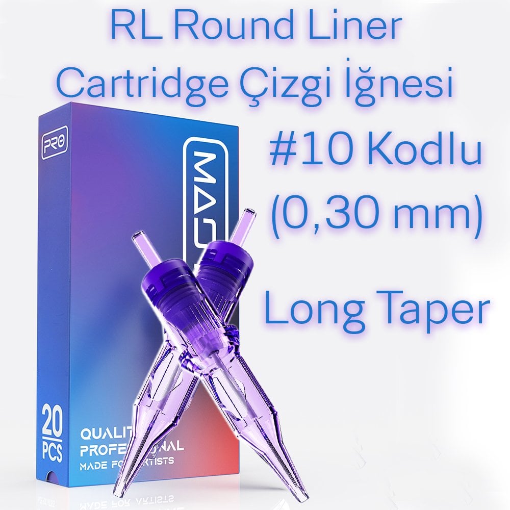 Mast Pro #10 Kodlu RL Round Liner Long Taper Cartridge Kartuş Dövme Çizgi İğneleri