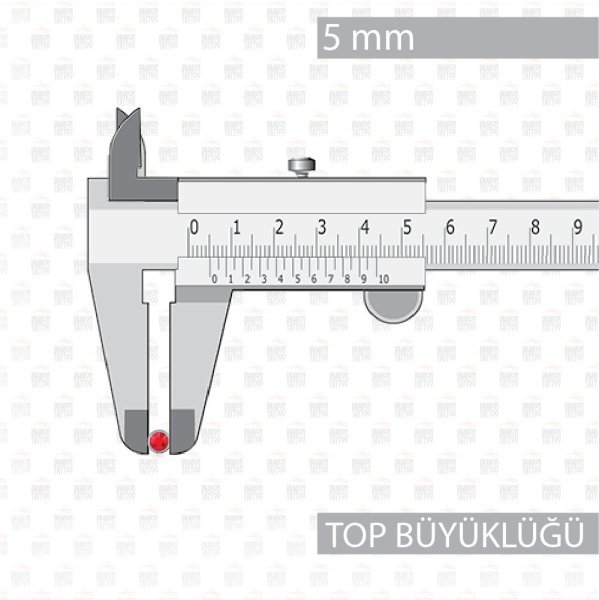 Cerrahi Çelik 1.6 mm Bar Topu Kırmızı Taşlı