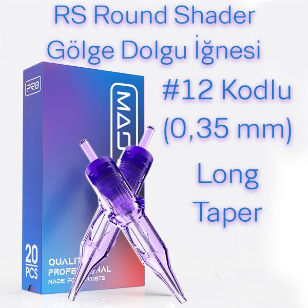 Mast Pro #12 Kodlu RS Round Shader Long Taper Cartridge Kartuş Dövme Dolgu ve Gölge İğneleri