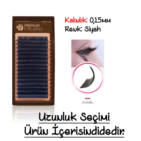 Neicha Premium Eyelashes D Kıvrım 0,15mm Kalınlık İpek Kirpik