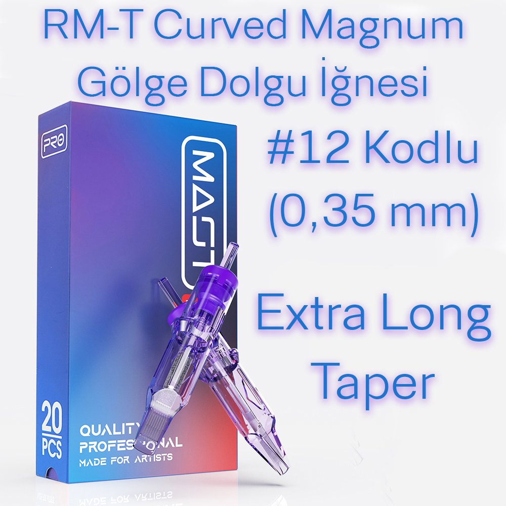 Mast Pro #12 Kodlu RM-T Curved Magnum M1 Extra Long Taper Cartridge Kartuş Dövme