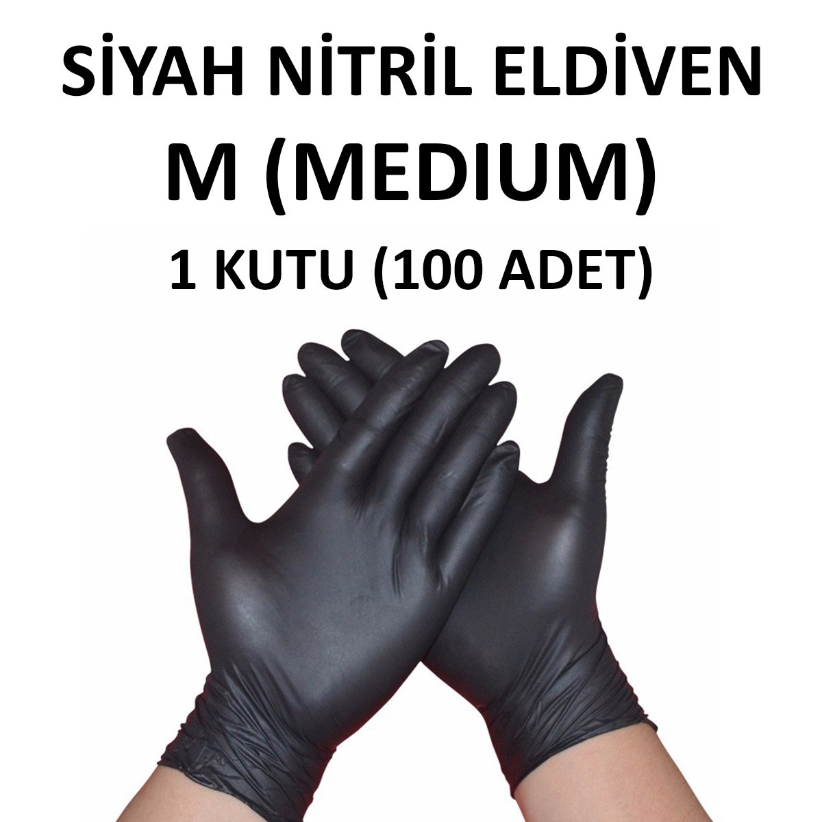 Eldiven Nitril Siyah M Medium Orta Boy Has-Pet (Kutu - 100 Adet) Haspet