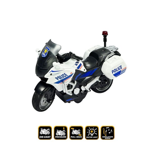 MY66-M2241 Çek Bırak Sesli ve Işıklı 1:10 Die-Cast Clasic Güvenlik Motosiklet