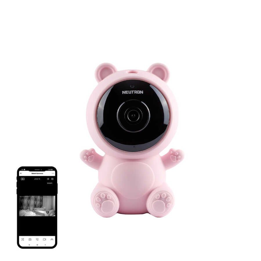Neutron Ninni Söyleyen Gece Görüşlü Ip Bebek Izleme Kamerası Pembe - App ile Kontrol