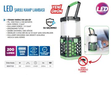 Klaus KE47723 Led Şarjlı Kamp Lambası