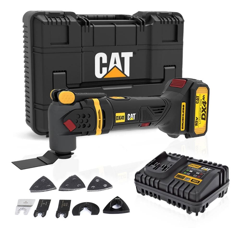 CAT DX41 18Volt/4.0Ah Li-ion Tek Akülü Kömürsüz Profesyonel Çok Amaçlı Devir Ayarlı Raspalama+14 Adet Aksesuar