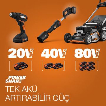 WORX WA3553.2 20Volt 4.0Ah. 2’li Paket Li-ion PowerShare Yedek Akü