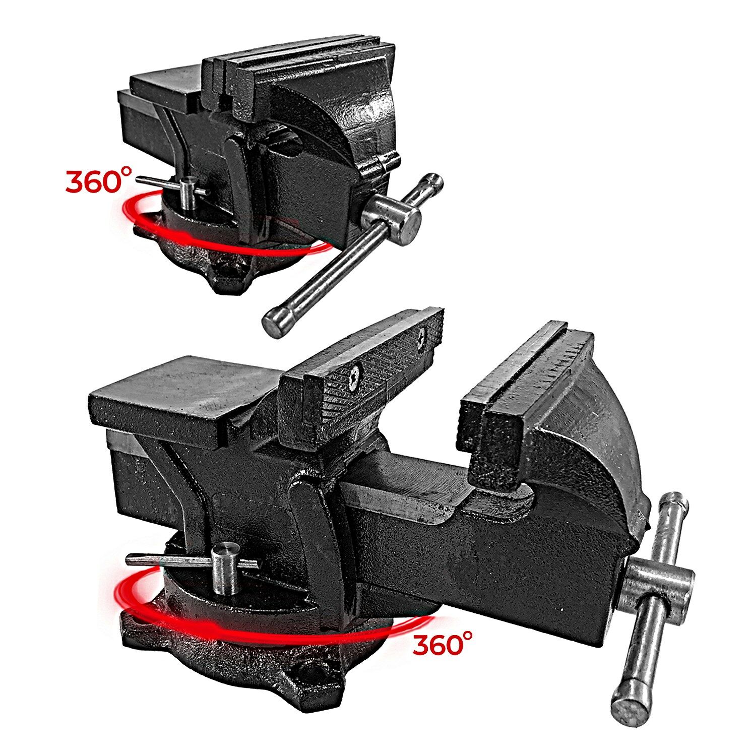 Anadolu Strong Büyük Boy 100mm 4'' 360'' Dönerli Taban Dövme Çelik Sabit Tezgah Masa Mengenesi