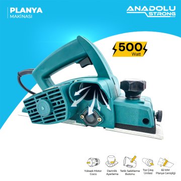 Anadolustrong ANS1023 500W Çift Bıcaklı Professionel Planya Makinası 82mm