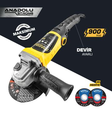 Anadolu Strong DM803 Devir Ayarlı Spral Taşlama Makinası Avuç İçi Taşlama 115 mm 2 Adet Disk Hediye