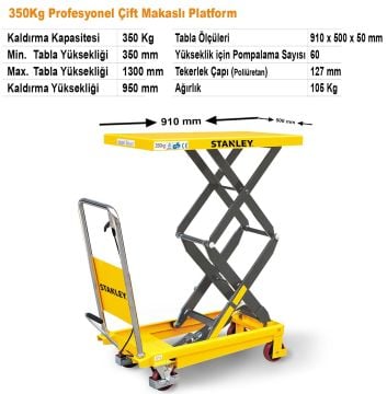 Stanley XX350 350Kg Profesyonel Çift Makaslı Platform