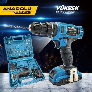 Anadolu Strong ANS1070 24W Çift Li-ion Bataryalı Darbeli 27 Parçalı Süper Set