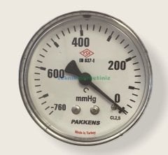 Ø63mm -760 mmHg Arkadan Bağlantılı Kurutip G1/4'' Vakummetre, Vakum Göstergesi CL2,5 PAKKENS