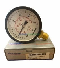 Ø100mm -1 / +5 Bar Alttan Bağlantılı Kurutip G1/2'' ManoVakummetre, Vakum Göstergesi CL2,5 PAKKENS