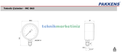 Ø63mm 0/40 Milibar Alttan Bağlantılı Kurutip Kapsül Diyaframlı Basınç Ölçer, Milibar Manometre G1/4'' CL1,6 PAKKENS