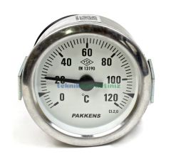 Ø60mm 0/120 C° Derece Gaz Dolgu Kablolu Göstergeli Sıcaklık Ölçer Termometre EN13190 Panotip Arka Çıkışlı Kablo Boyu :