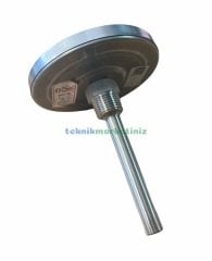 Ø100mm 0/+160°C Derece, Arkadan Çıkışlı G1/2'' Bi-Metal Sıcaklık Ölçer, Termometre, Paslanmaz Termovilli Mekanik Isı Gösterge Saati, EN 13190, CL2,0 PAKKENS, Dalma Boyu :