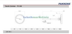 Ø100mm 0/+400°C Derece, Arkadan Çıkışlı G1/2'' Bi-Metal Sıcaklık Ölçer, Termometre, Paslanmaz Termovilli Mekanik Isı Gösterge Saati, EN 13190, CL2,0 PAKKENS, Dalma Boyu :