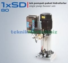 1*SD 80/8 Düşey Tip Tek Pompalı Paket Hidrofor, 1,5 HP - 1,1 KW Dikey Milli Paket Hidrofor Star Pompa 1*SD 80/8