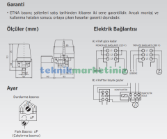 4 - 16 Bar ETNA Basınç Şalteri (Otomatiği) - Druck Şalter PA-3V Trifaze - Monofaze G½''