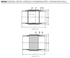 MKKB-30L Eksenel Metal Körüklü Kompansatörler / Kaynak Boyunlu 30mm Laynerli
