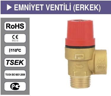 1/2'' İNÇ 3 BAR SABİT BASINÇLI EMNİYET VENTİLİ (ERKEK)