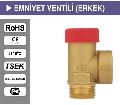 3/4'' İNÇ 6 BAR SABİT BASINÇLI EMNİYET VENTİLİ (ERKEK)