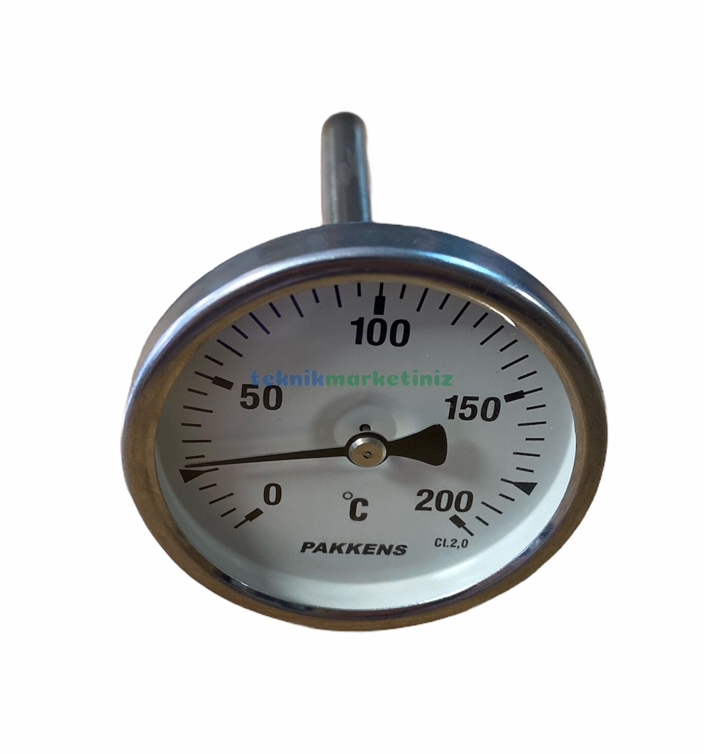 Ø63mm 0/+200°C Derece, Arkadan Çıkışlı G1/2'' Bi-Metal Sıcaklık Ölçer, Termometre, Paslanmaz Termovilli Mekanik Isı Gösterge Saati, EN 13190, CL2,0 PAKKENS, Dalma Boyu :