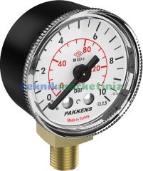 Ø40mm 0-40 Bar G1/8'' inç Alttan Bağlantılı Genel Amaçlı Kurutip Manometre, Basınç Göstergesi CL2,5 PAKKENS